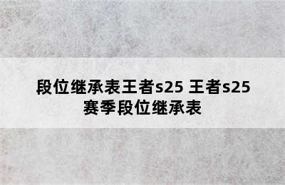 段位继承表王者s25 王者s25赛季段位继承表